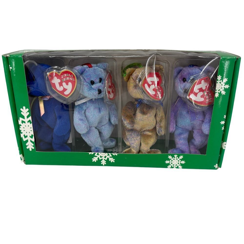 Ty The Jingle Beanies Collection of 4 Clubby Bears 2001 Vintage 5 Inch Boxed Set